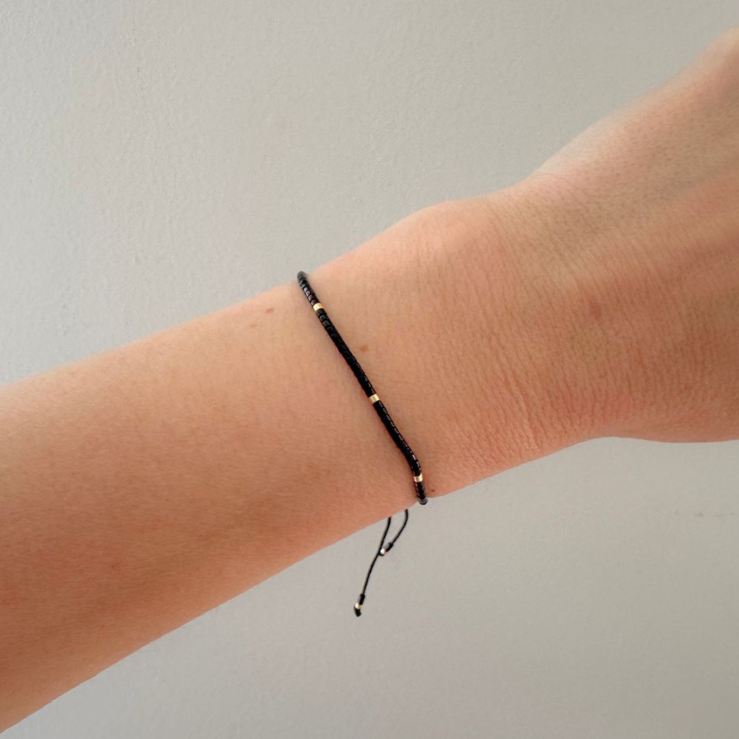 Black Beaded Bracelet