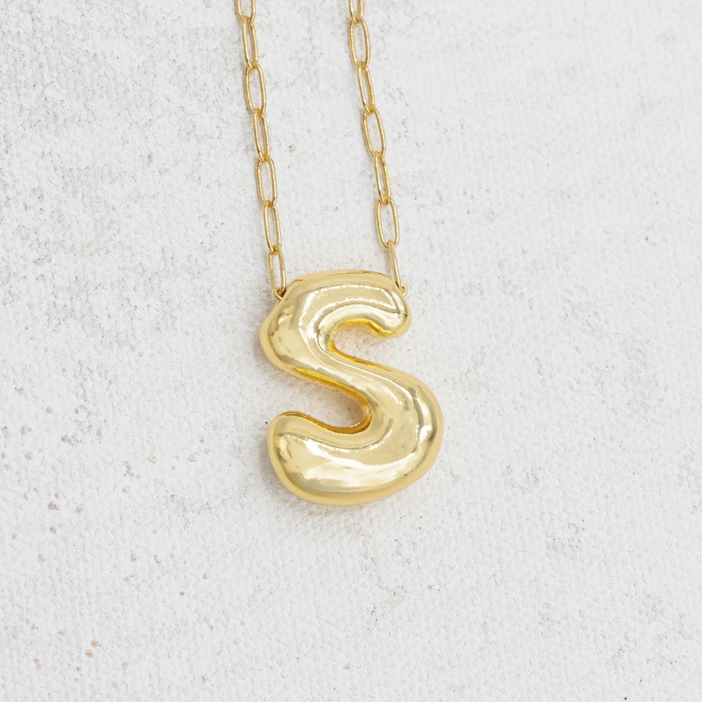 Gold Bubble Letter Necklace S