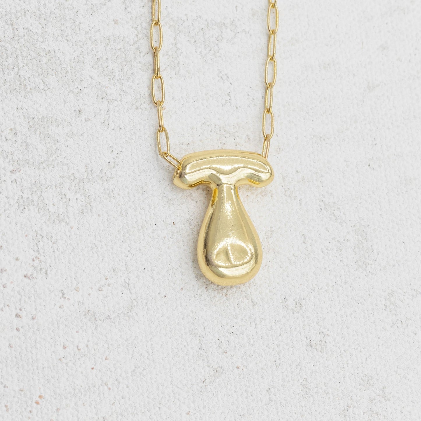 Gold Bubble Letter Necklace T