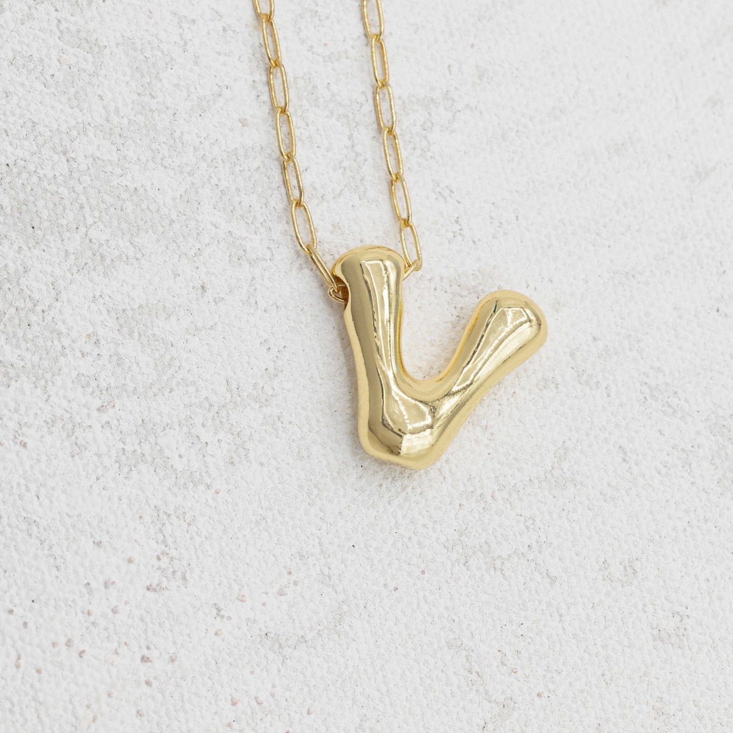 Gold Bubble Letter Necklace V