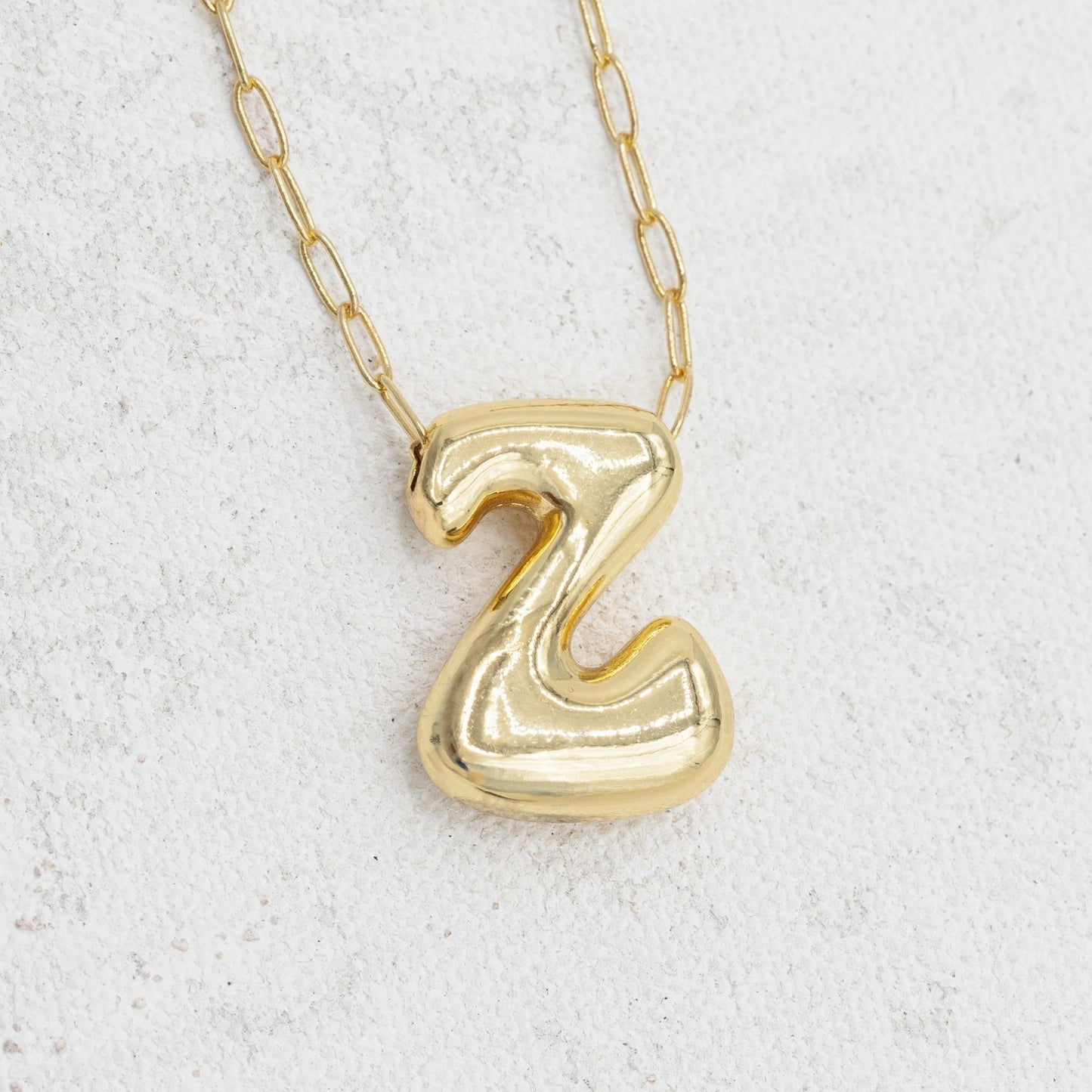 Gold Bubble Letter Necklace Z