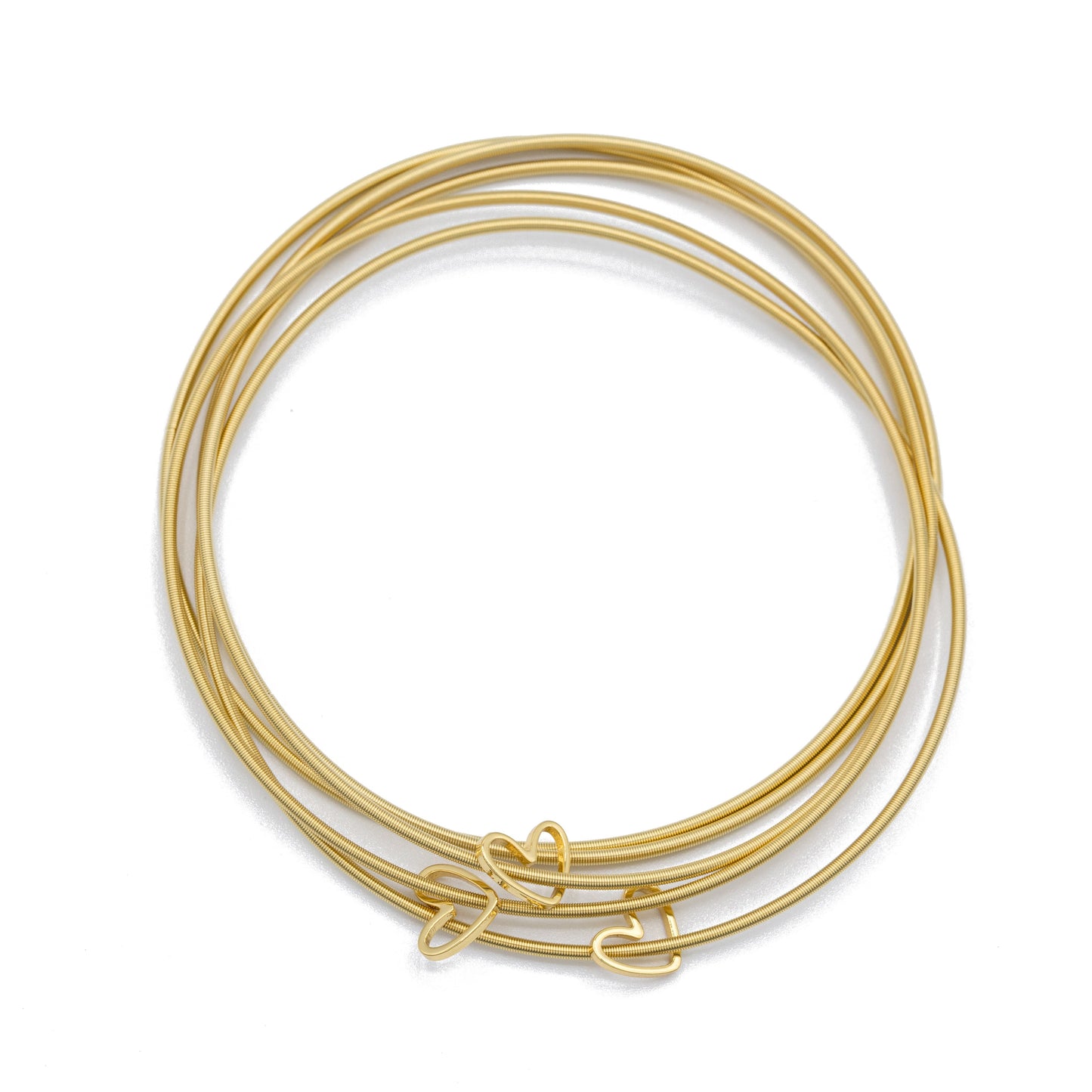 Gold Cut out Heart Charms on Five Gold DIA