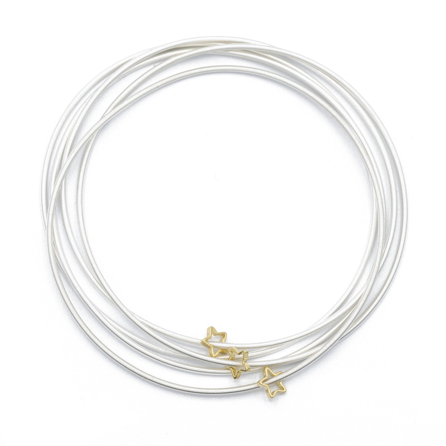 Gold Cut out Star Charms on Sterling Dia