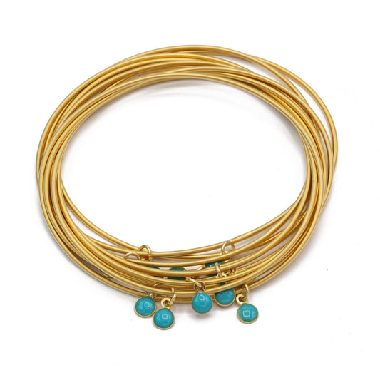 Gold DIA with Turquoise enamel disc charms