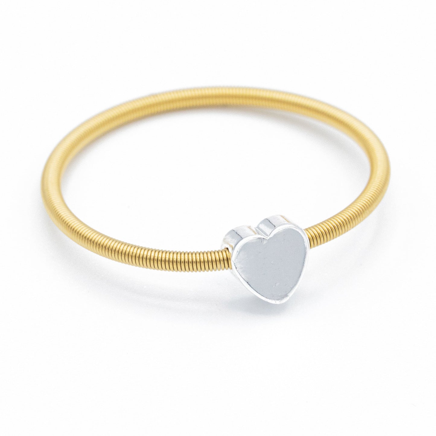 Gold Dia Ring with Silver Heart