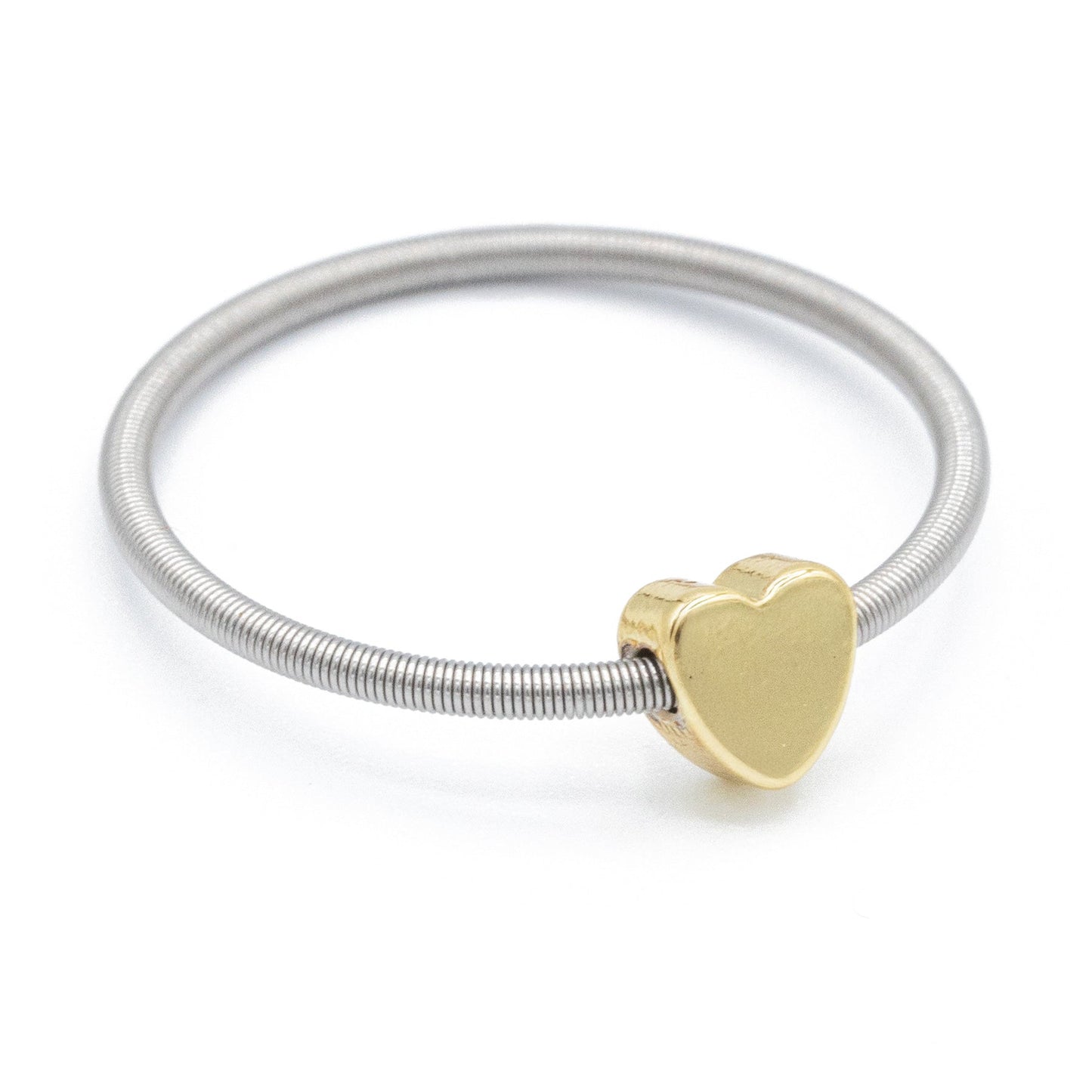Gold Heart on Stainless Steel Dia Ring