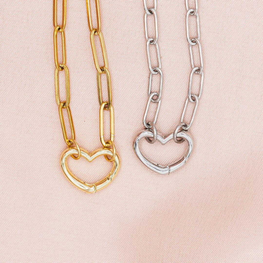 Gold and Silver Heart Charm Chains