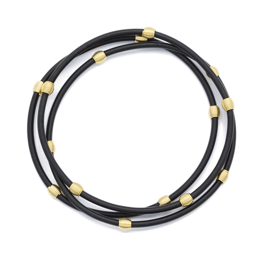 Matte Black Dia with Gold Beads