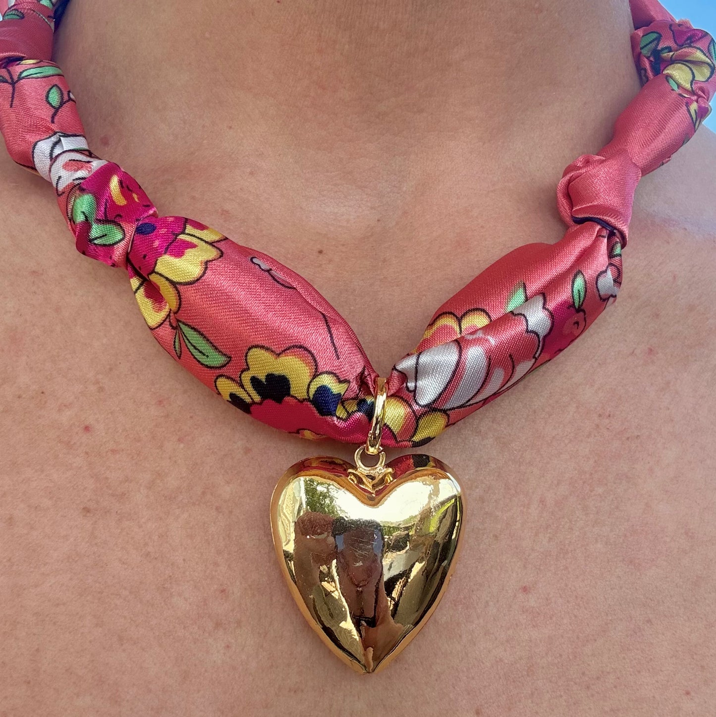 Pink bandana necklace