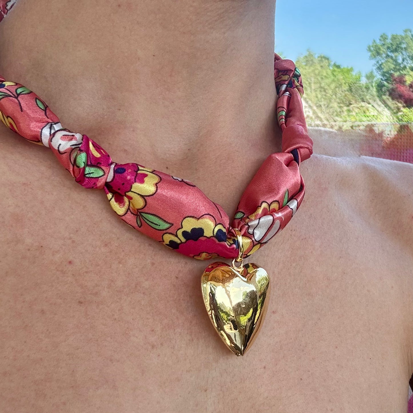 Pink bandana necklace