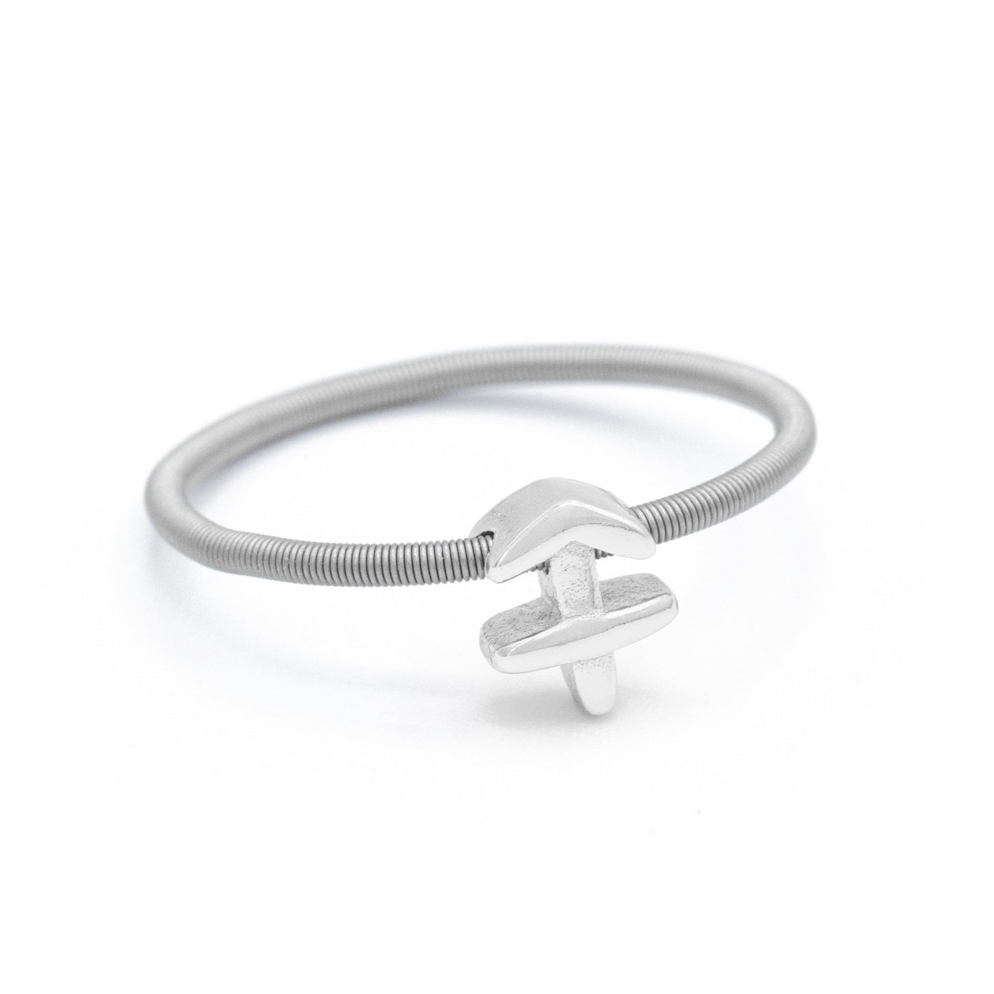 Silver Sagittarius Charm on Stainless Steel Dia Ring
