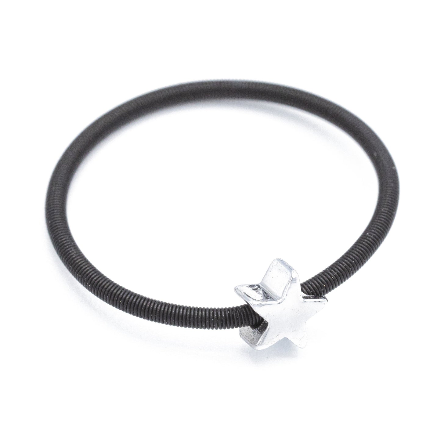 Silver Star Ring Matte Black