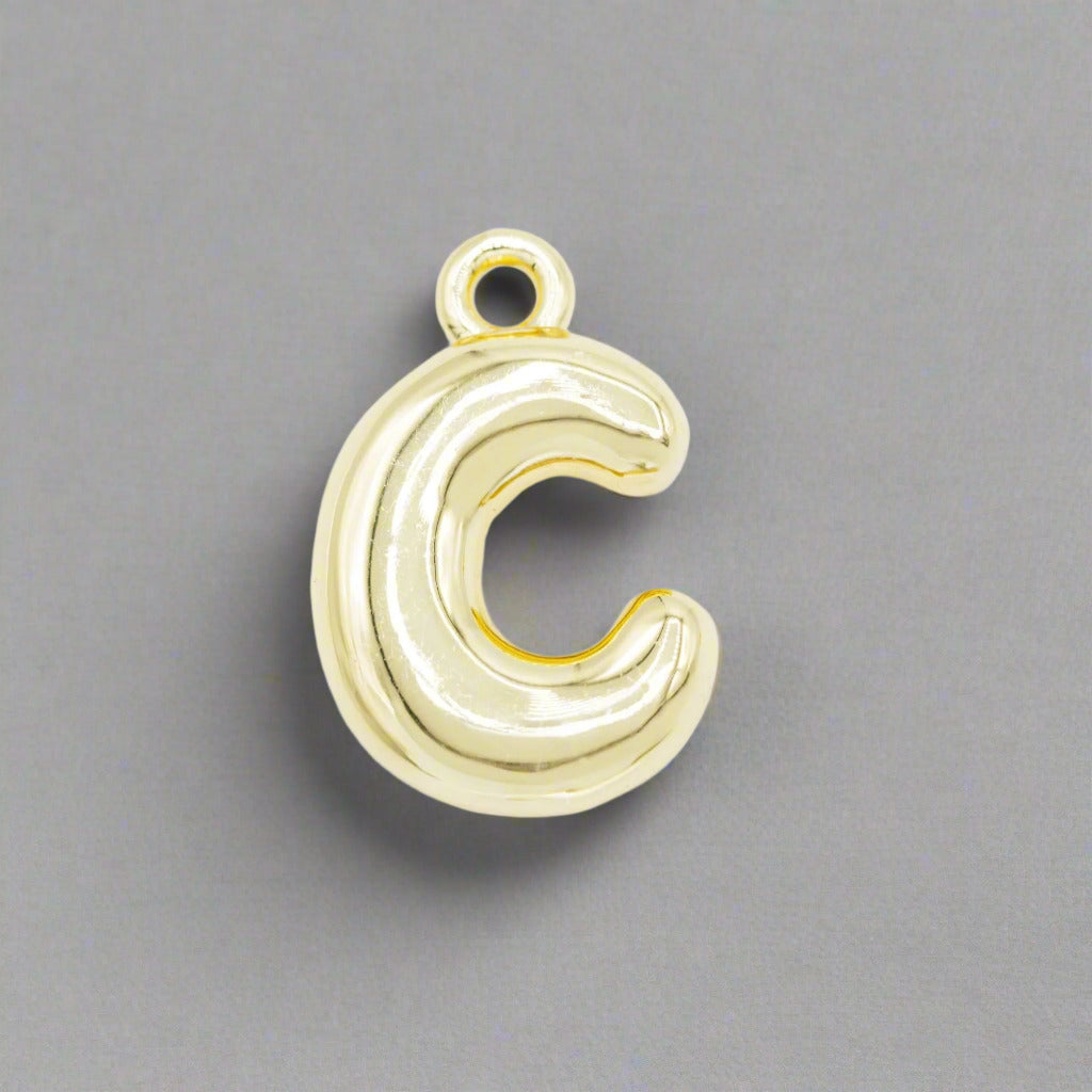 Small Gold Bubble Letter C Charm