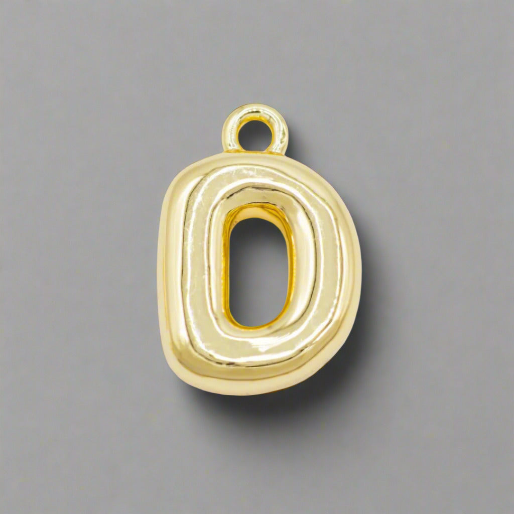 Small Gold Bubble Letter D Charm