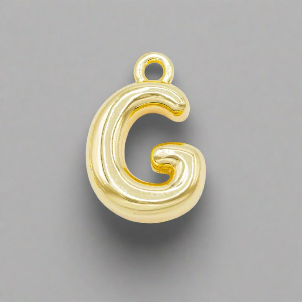 Small Gold Bubble Letter G Charm