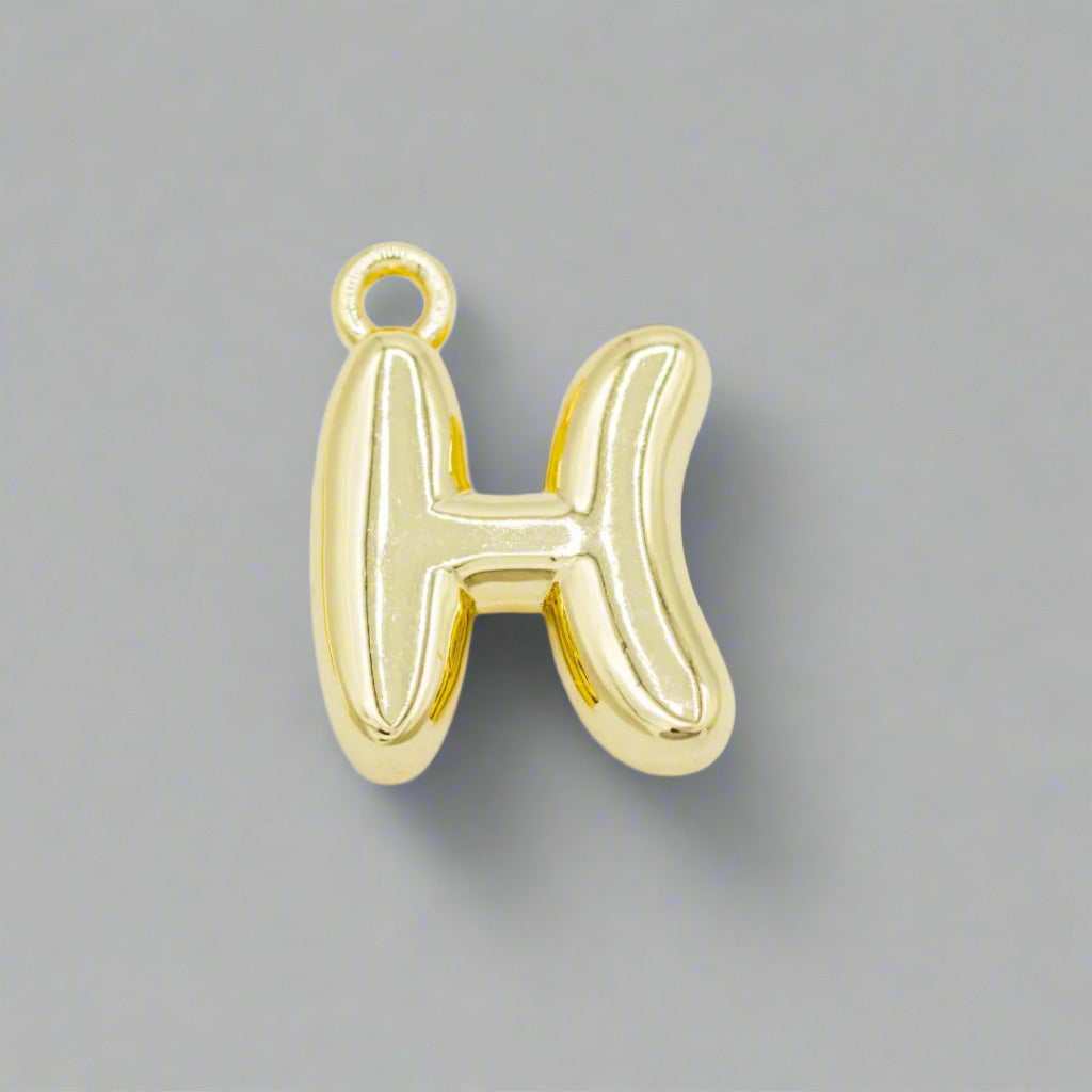 Small Gold Bubble Letter H Charm