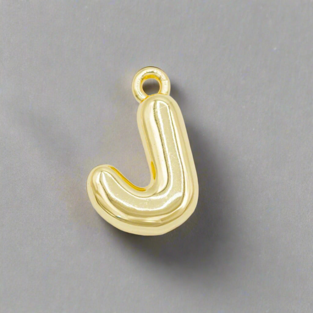 Small Gold Bubble Letter J Charm