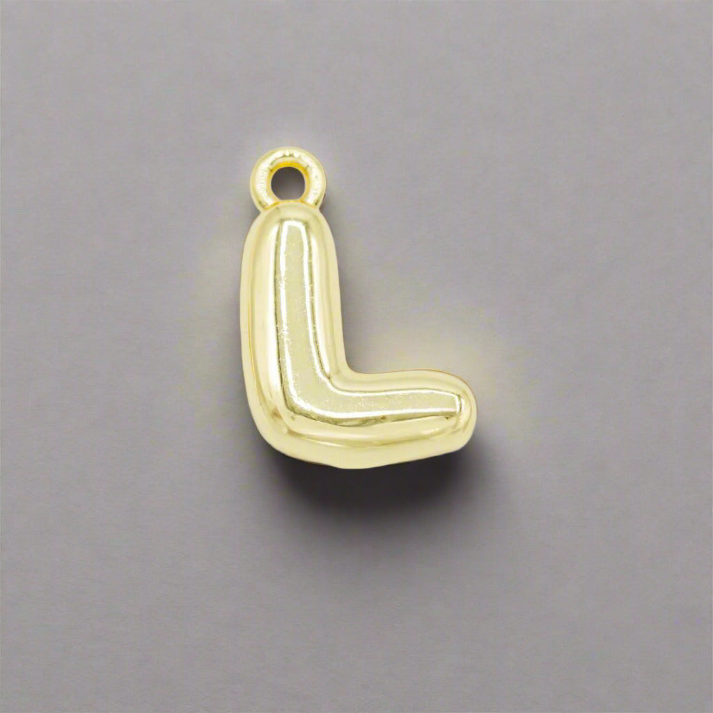 Small Gold Bubble Letter L Charm