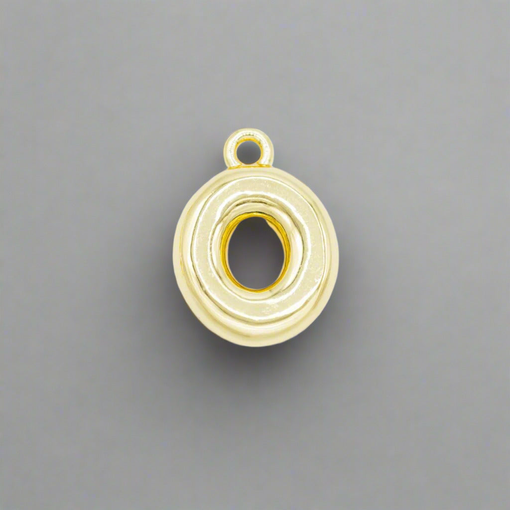 Small Gold Bubble Letter O Charm