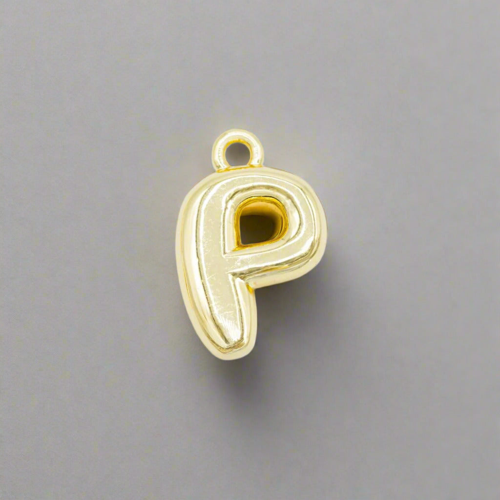 Small Gold Bubble Letter P Charm