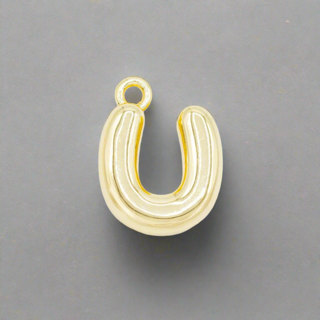 Small Gold Bubble Letter U Charm