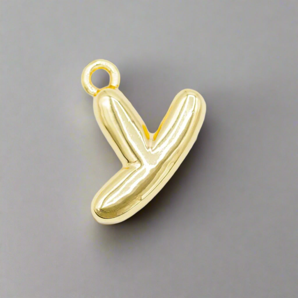 Small Gold Bubble Letter Y Charm