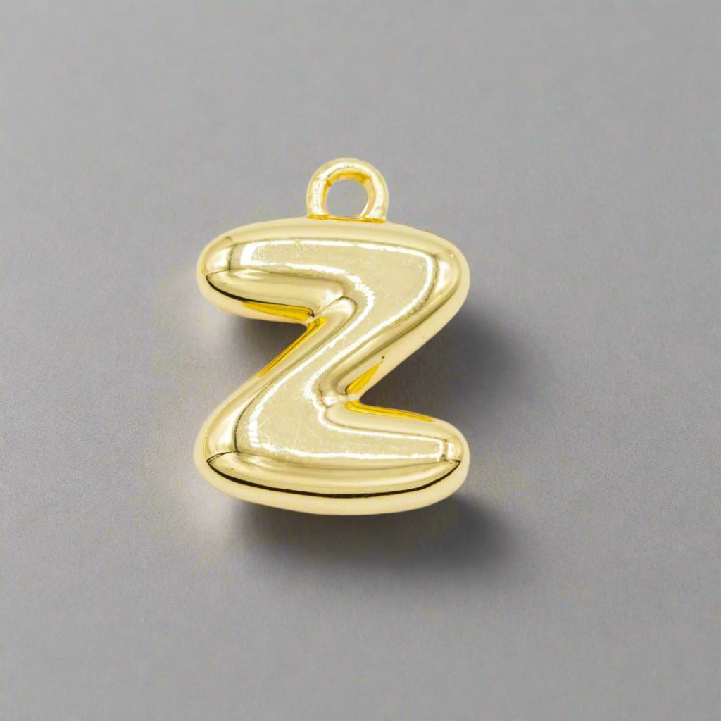 Small Gold Bubble Letter Z Charm