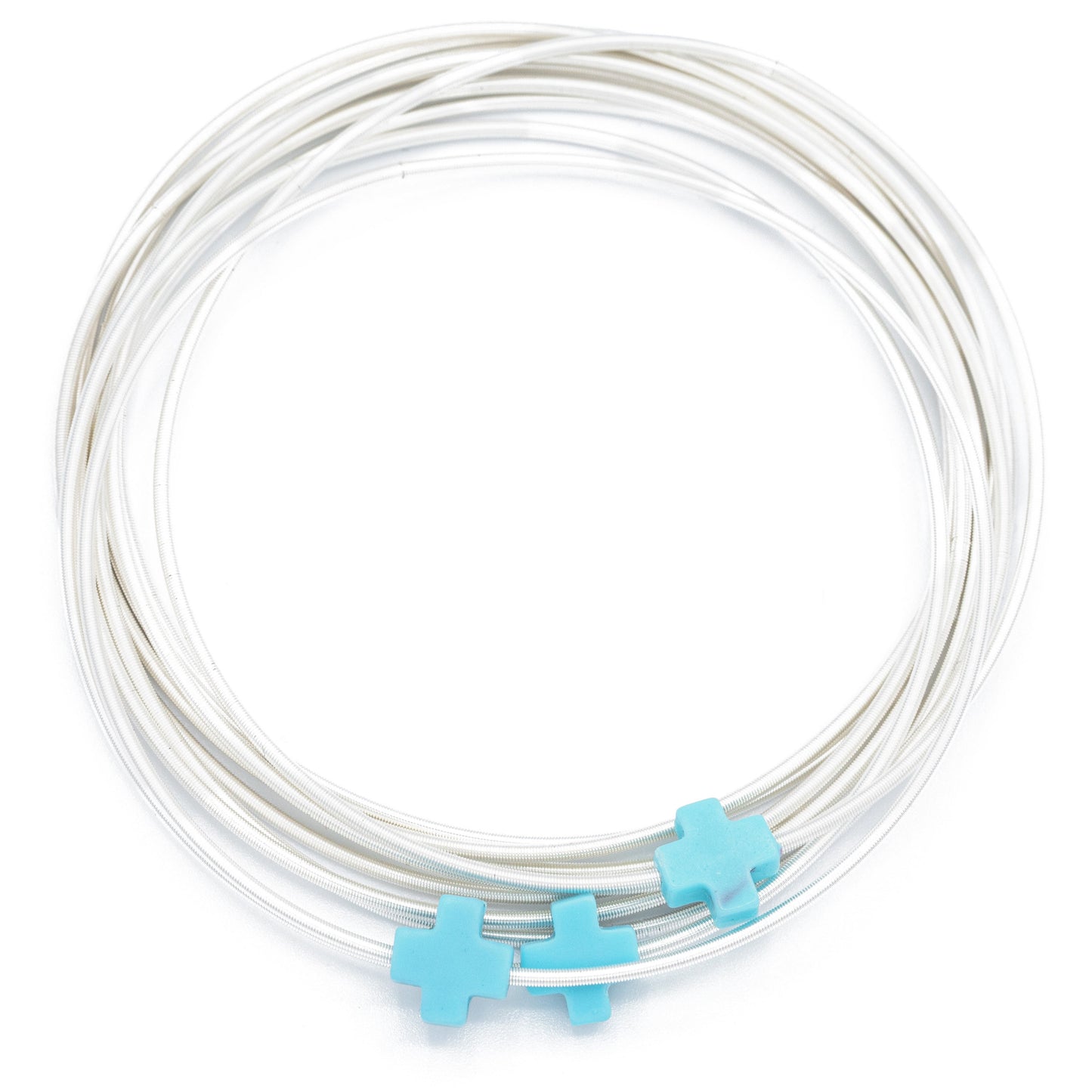 10 Sterling Dia with 3 turquoise Cross charms