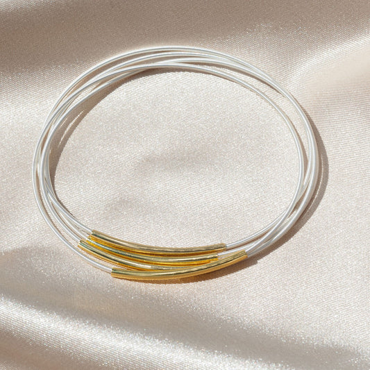 Tube Bracelet Sterling with Gold Tubes