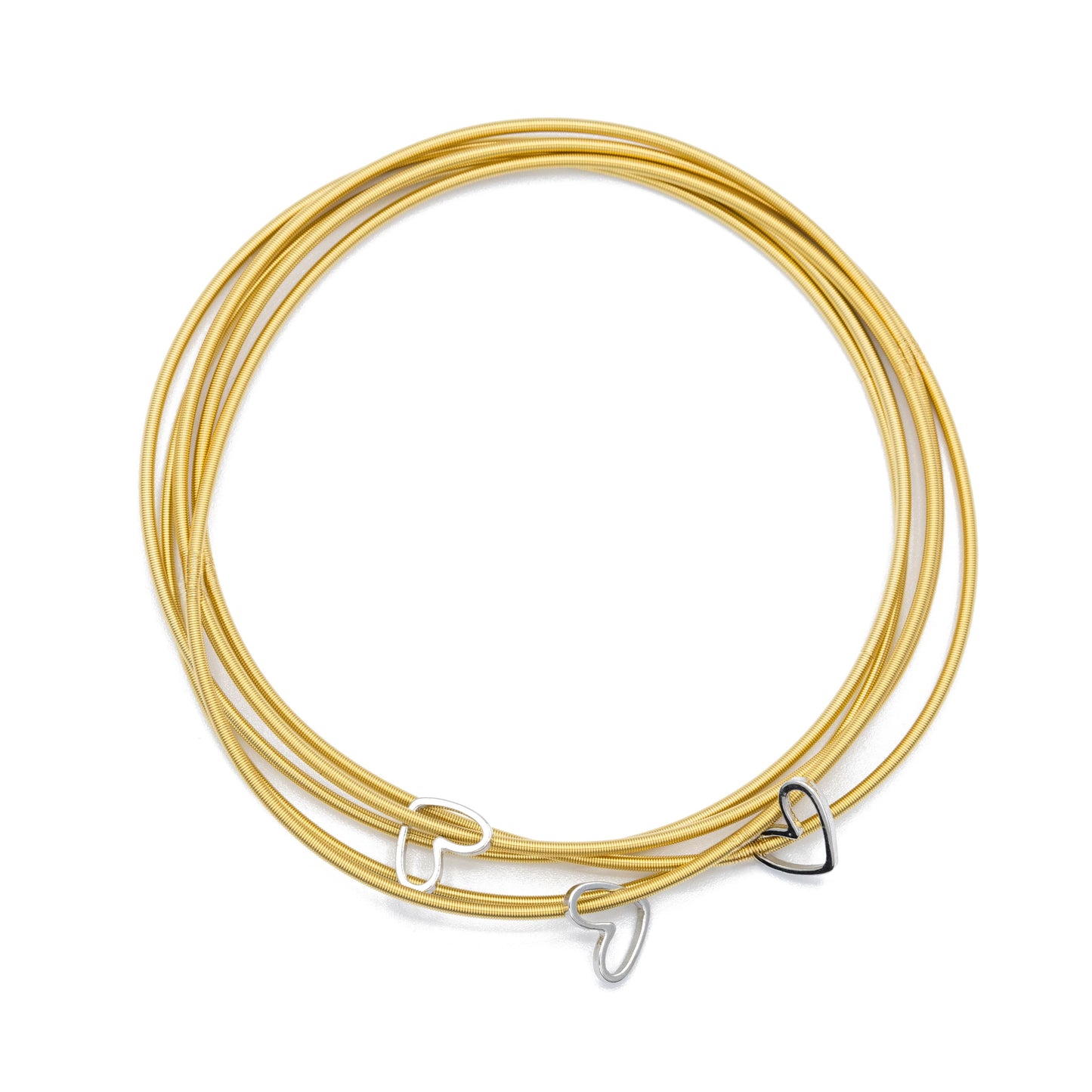 White Gold Cut out Heart Charms on Five Gold DIA