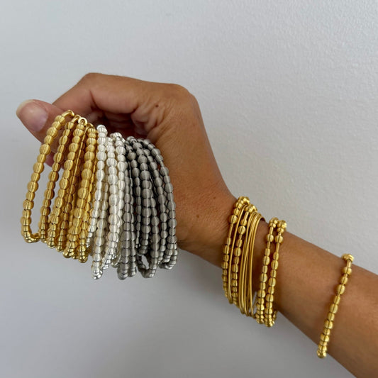 Stainless Steel ALL Beaded DIA Bracelets - Emerson & Oliver - Dia Metallics