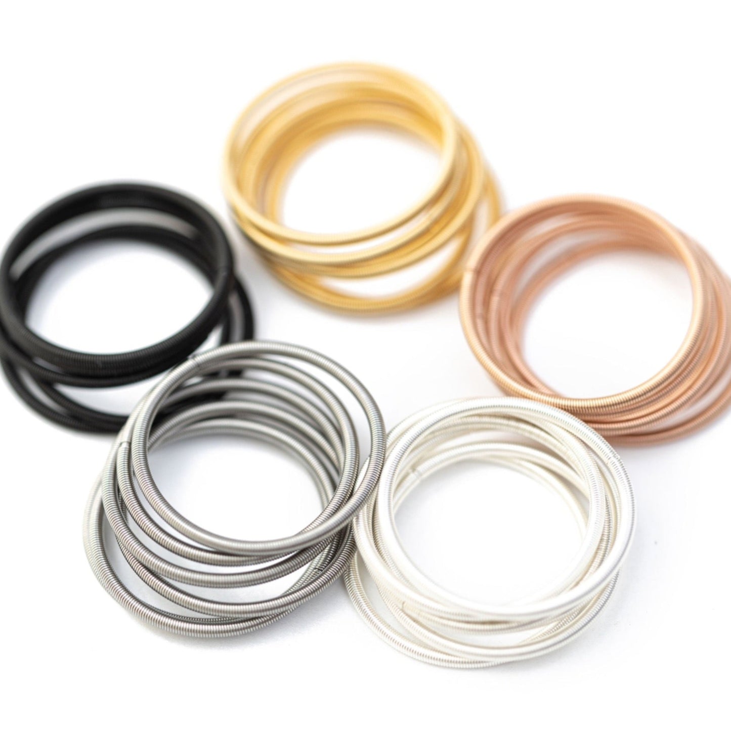 Matte Black, Gold, Rose Gold, Stainless Steel and Sterling Silver DIA Ring Sets