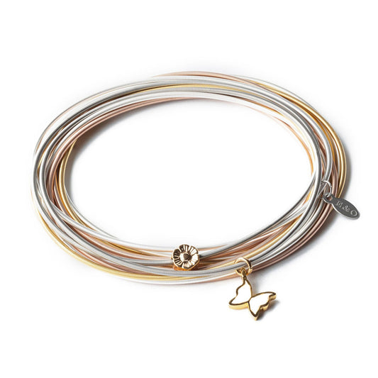 Awaken Bundle - A set of 10 warm metallic  Dia with a white enamel butterfly charm and a brass flower bead charm on DIA