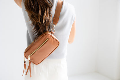 Model wearing Brown Hampton Crossbody
