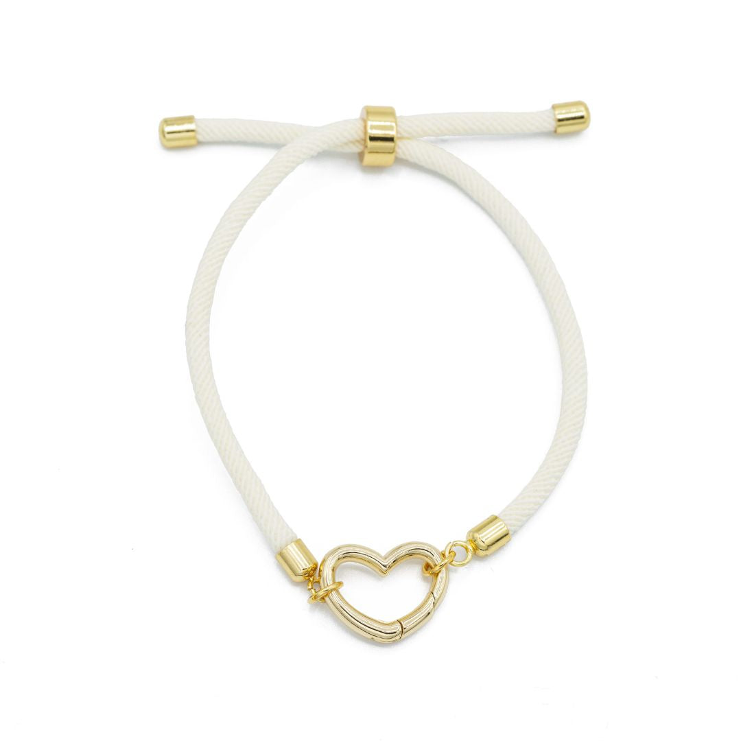 Creame Paracord Bracelet with Gold accents and Gold Heart Carabiner