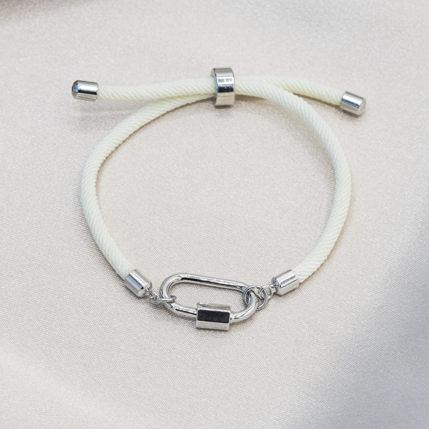 Cream Paracord Bracelety with Silver