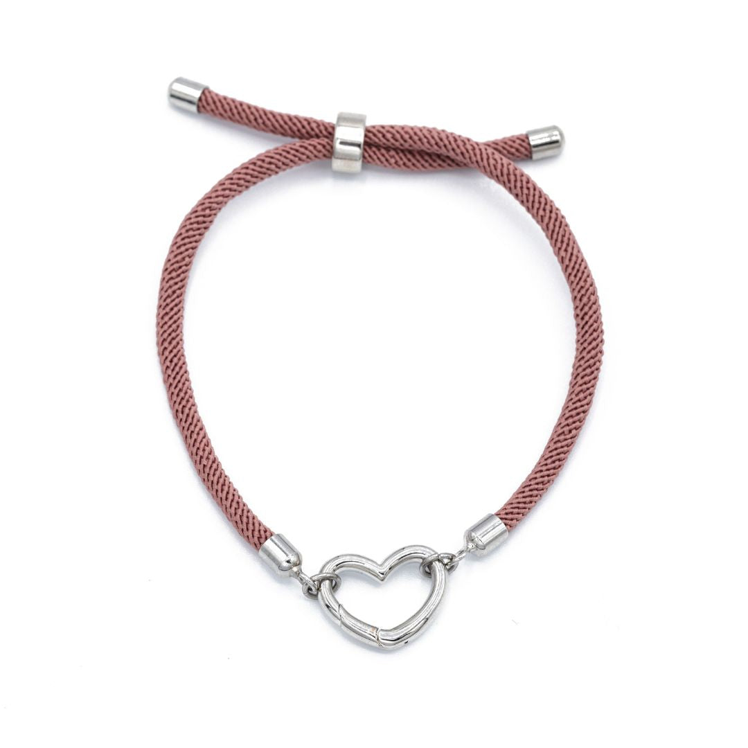 Dust Rose Paracord with Silver accents and Silver Heart Carabiner