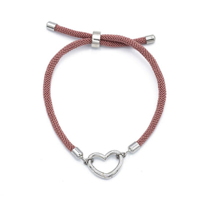 Dust Rose Paracord with Silver accents and Silver Heart Carabiner