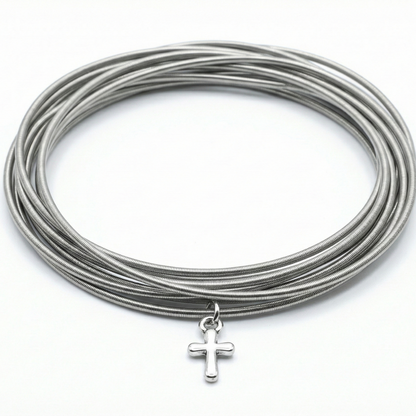 Stainless DIA with a cross pendant on a white background