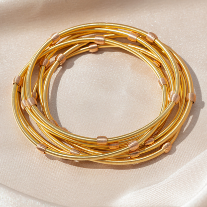 Gold Beaded Dia with Rose Gold Beads