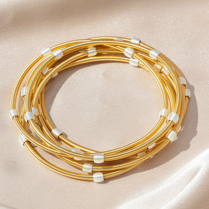 Gold Beaded Dia with Silver Beads