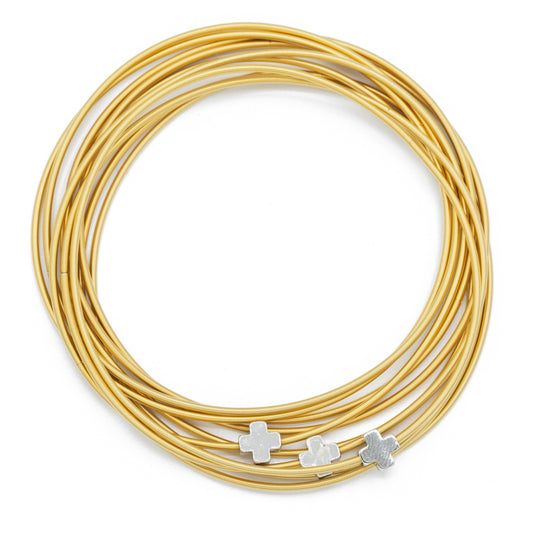 Gold Dia with Cross Charm