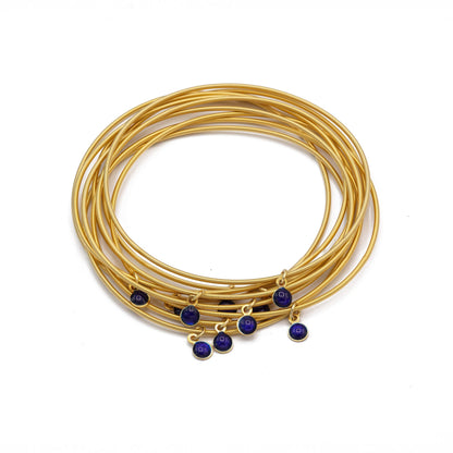 Gold Dia with Navy Enamel Disc Charms