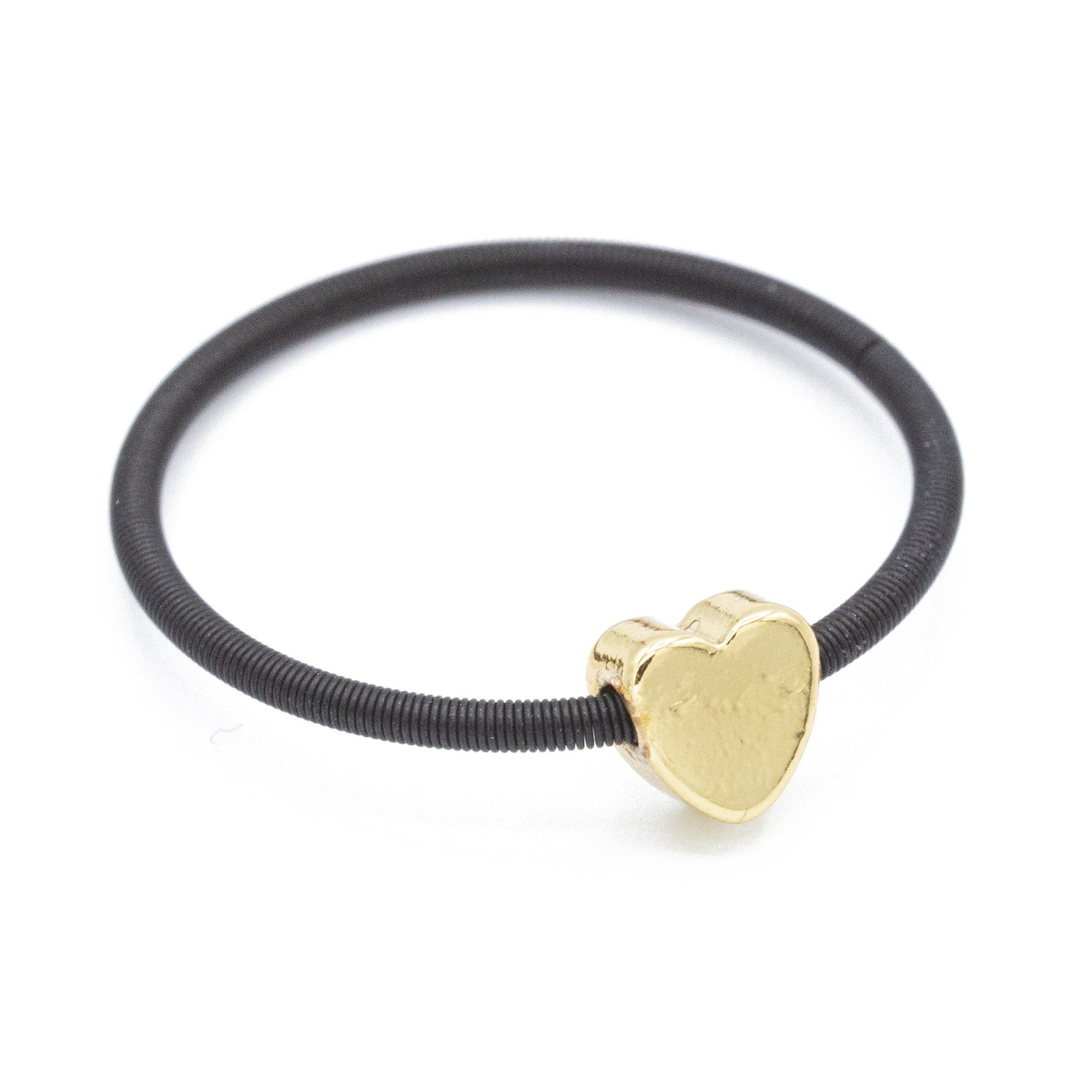 Gold Heart on Matte Black Dia Ring