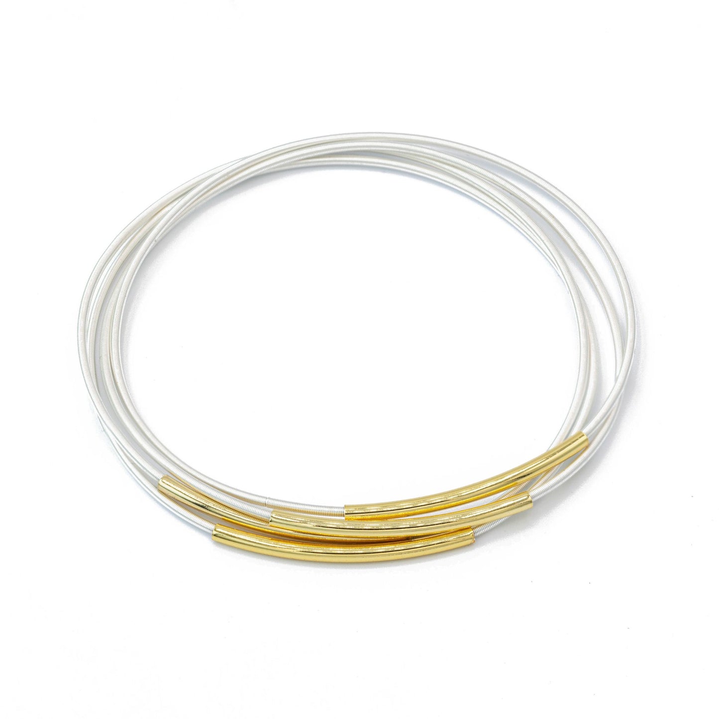Gold Tube on Sterling Bracelet