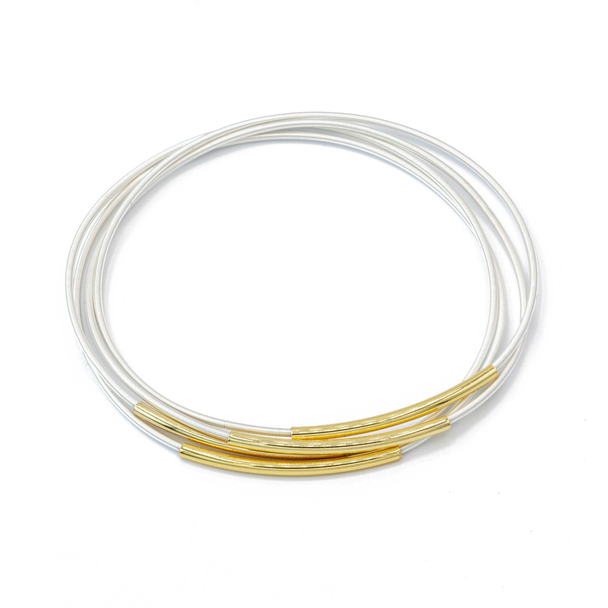 Gold Tube on Sterling Bracelet