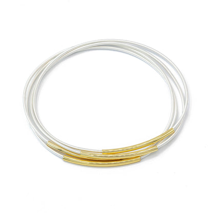 Gold Tube on Sterling Bracelet