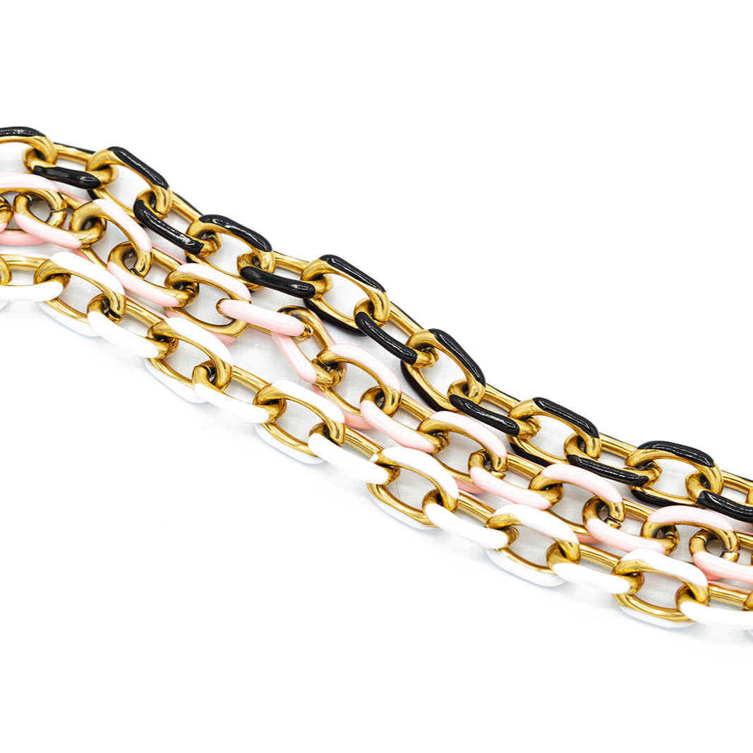 Gold Enamel Chain Necklace