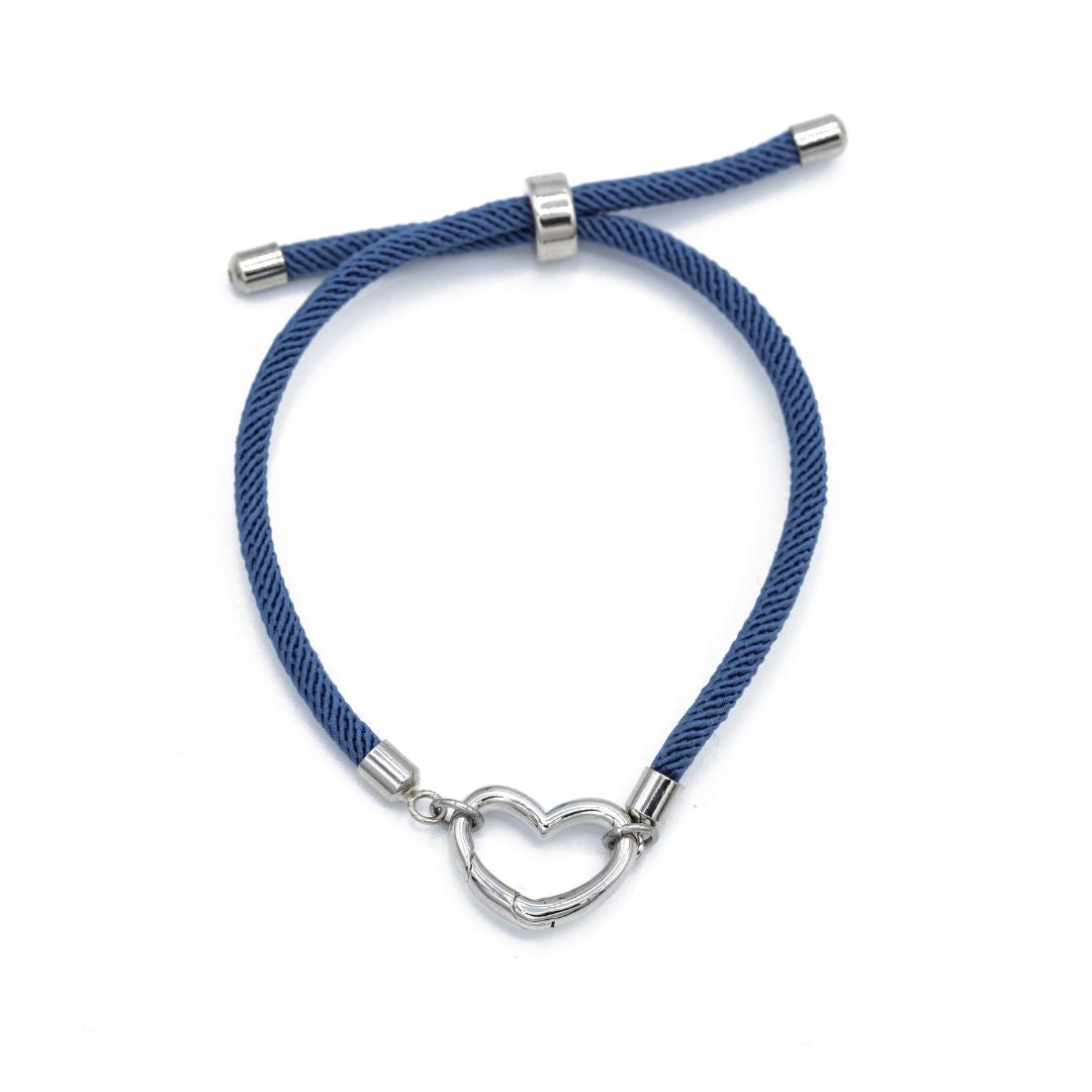 Lapis Paracord Bracelet with Silver accents and Silver Heart Carabiner