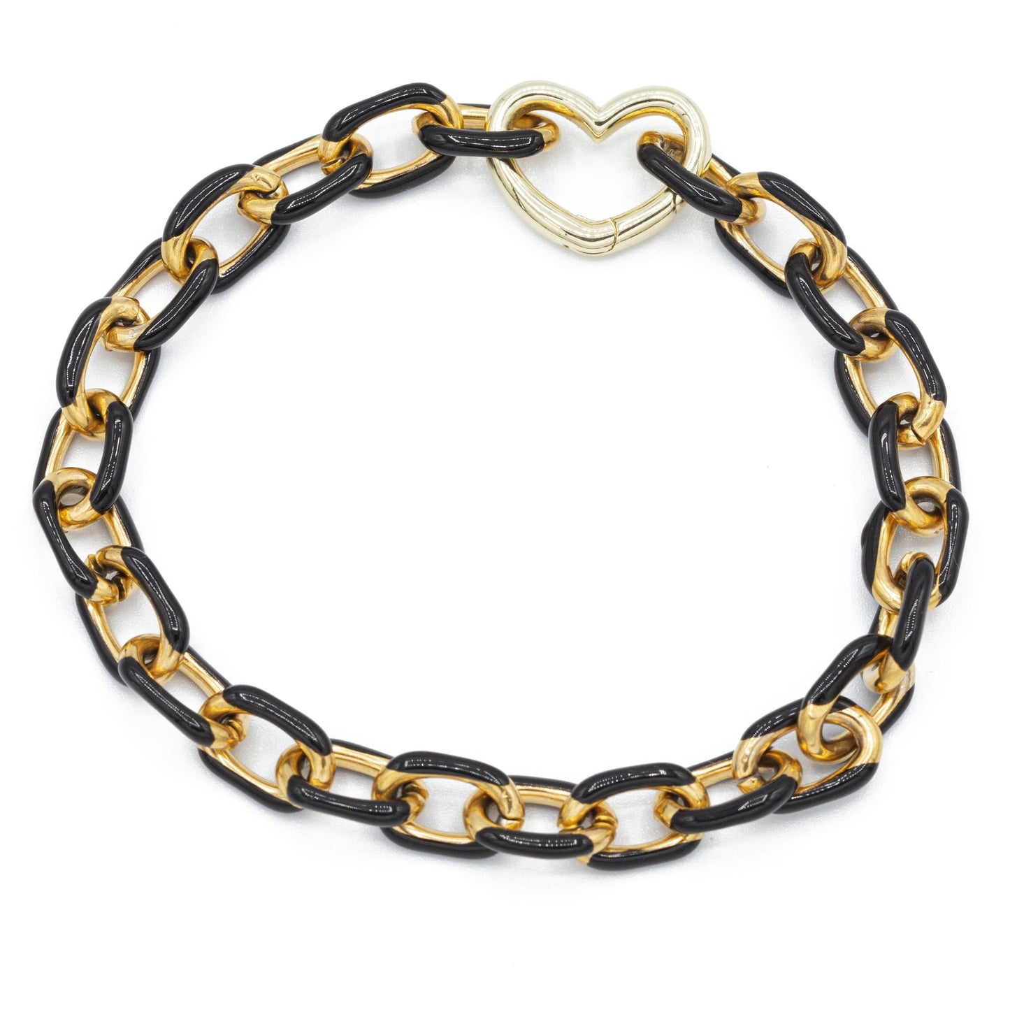 Large Enamel Chain Bracelet Black